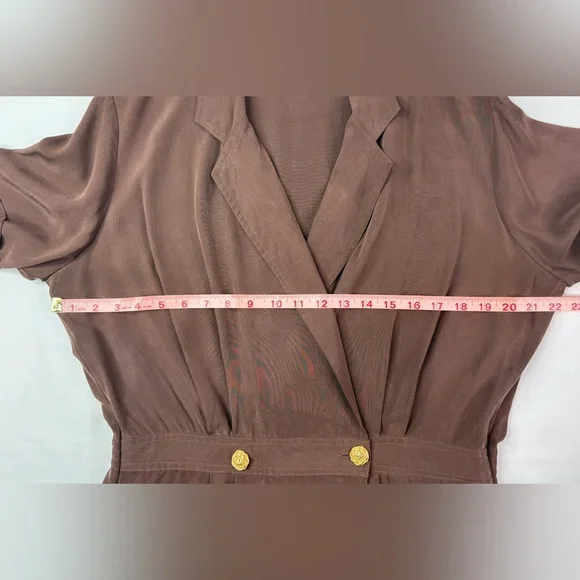 Robbie Bee Silk Chocolate Brown Maxi Length Wrap Dress Short Sleeve Size 12 - Picture 5 of 7
